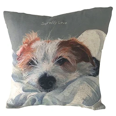 Image of Jack Russell Scruffy Love Cushion Little Dog Laughed Gift 40cm x Square LDCUS08