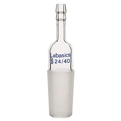 Image of Labasics Glass Straight Inlet Adapter with 24/40 Male Joint and 8mm Hose Connection Lab Glassware