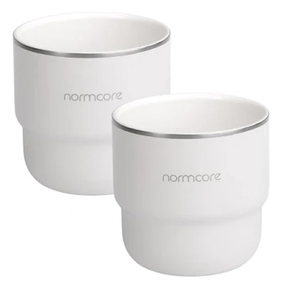 Image of Normcore 2 Pack Espresso Coffee Cup Set, 7 oz Tumbler with Ceramic Coating, 210ml Double Wall Mug For Cafe Mocha, Latte, Cappuccino, Tea, White