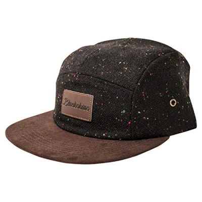 Image of Blackskies Obsidian 5 Panel Cap Men Women Skaters Snapback Suede Unisex Baseball Wool Visor Black Mottled Brown