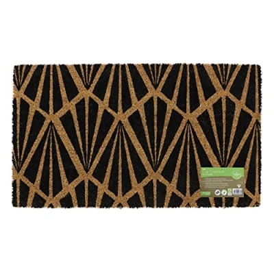 Image of JVL Eco Friendly Latex Backed Coir Door Mat, Art Deco, Natural, 40 x 70 cm Approx., 02 872