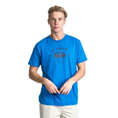 Image of Trespass Men Space T shirt With Chest Print Bright Blue, 2X Small