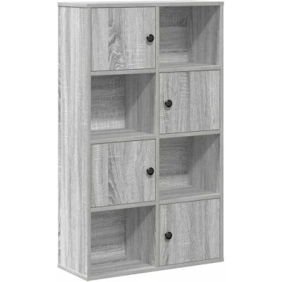 Image of vidaXL Grey Sonoma Bookcase Engineered Wood Shelf 60x24x101.5 cm Modern Freestanding Library &amp; Office Rack