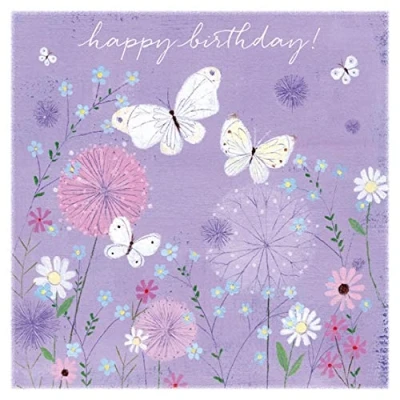 Image of Beautiful Artistic Female Birthday Card From the Collection by Museums and Galleries Pretty Butterflies Renowned Artist Lucy Grossmith Greeting For Her (MG OBH124)