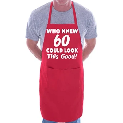 Image of Print4U 60th Birthday Who Knew 60 BBQ Cooking Funny Novelty Apron Red