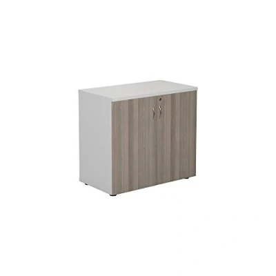 Image of Office Hippo Heavy Duty Cupboard, Robust Furniture, Storage With Adjustable Feet, Versatile Lockable 1 Durable Shelf White/Grey Oak