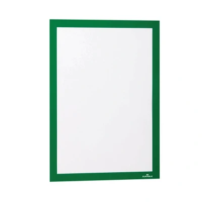 Image of Durable DURAFRAME Self Adhesive Magnetic Frame A4 Format In Green Pack of 2 Frames Document for Professional Internal Signage