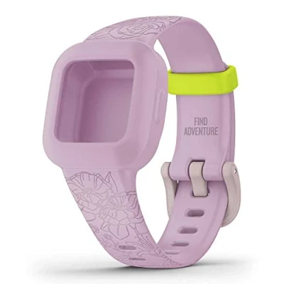 Image of Garmin Unisex Adult Accy Bands, Vivofit Jr3, Lilac Floral Jr.3 Interchangeable Wristband, S