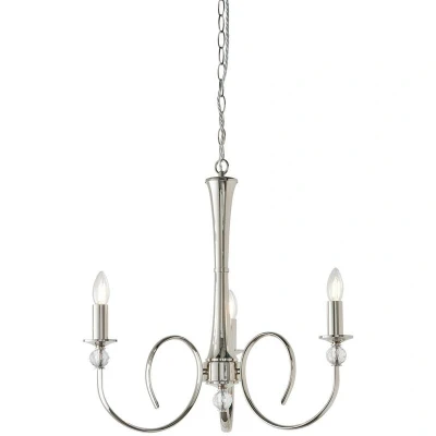 Image of Fabia 3 Light Multi Arm Lamp Pendant Polished Nickel Plate, Clear Crystal, E14