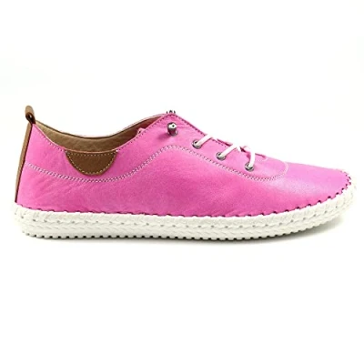 Image of Lunar St Ives Leather Plimsoll for Summer 2022 * 4 UK Fuchsia