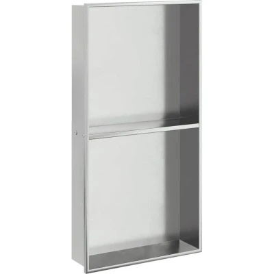 Image of vidaXL Shower Niche Brushed Silver 32x62x9 cm Stainless Steel