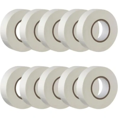 Image of GTSE White Electrical Tape, 19mm x 20m, 10 Rolls of Strong Self Adhesive PVC Insulation Tape for Insulating, Repairing and Protecting Wires
