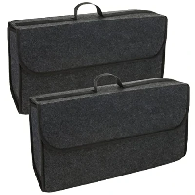 Image of ASelected 2 Pack Car Boot Organiser Storage Tidy for Small Trunk Bags Box with Velcro Non Slip Accessories Declutter Tools Case vw All Vehicles