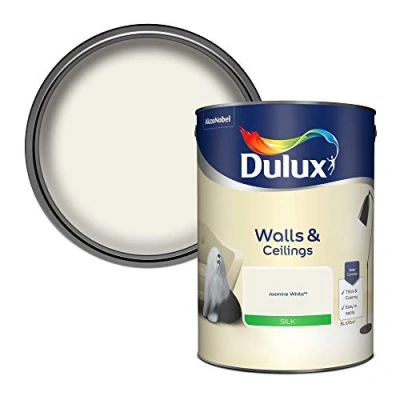 Image of Dulux Silk Emulsion Paint For Walls And Ceilings Jasmine White 5 Litres