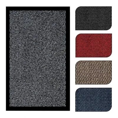 Image of JKZ RUG AND DOORMATS Door Mats Non slip Barrier Mat Indoor/Outdoor Kitchen Heavy Duty Material Rubber Backed Super Absorbent Small Large Rugs (40 x 60 cm, Anthracite Grey)