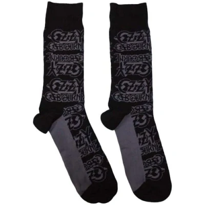 Image of Rock Off officially licensed products Ozzy Osbourne Logo Repeat Ankle Socks UK Size 7 11, black, M