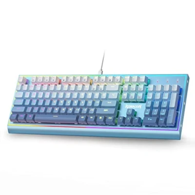 Image of Redragon K654 RGB Gaming Keyboard, 104 Keys Wired Mechanical Keyboard with Weighted Aluminum Frame, Upgraded Hot swappable Socket Red Switch and Mixed Color Keycaps, Gradient Bluemade