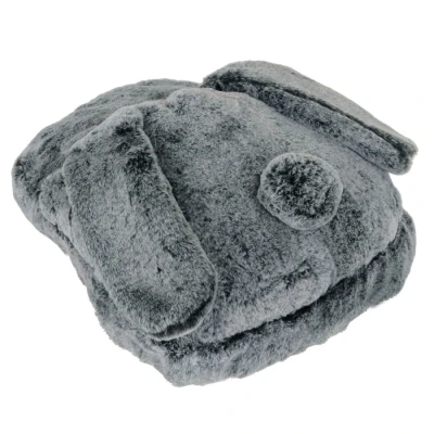 Image of Novelty Slipper Hot Water Bottle Feet Warmer Single Pocket Padded Cover Grey Rabbit