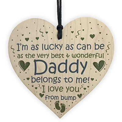 Image of RED OCEAN Daddy To Be Gifts Wooden Heart From Bump Keepsake Best Gift