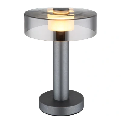 Image of Globo LED table lamp Grant, height 31 cm, smoke grey, metal