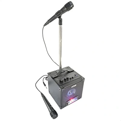 Image of PARTY Light &amp; Sound SINGTOGETHER Drum karaoke set with 2 microphones and stand Black