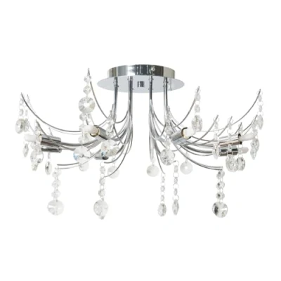 Image of LITECRAFT Lily Ceiling Light Crystal Effect Droplet Flush Mount Polished Chrome