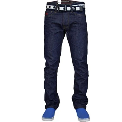 Image of Crosshatch Mens New Gamito Straignt Leg Jeans Dark Wash W40 L32