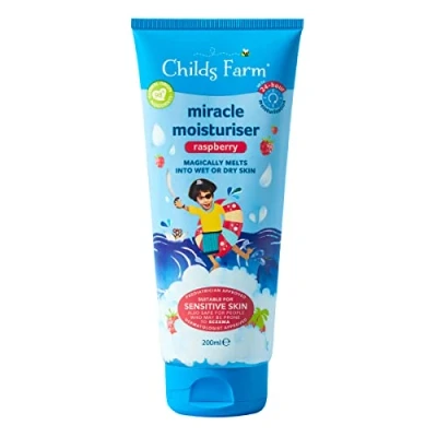 Image of Childs Farm Miracle Moisturiser 200ml Raspberry For Wet or Dry Skin 24 Hour Moisturisation