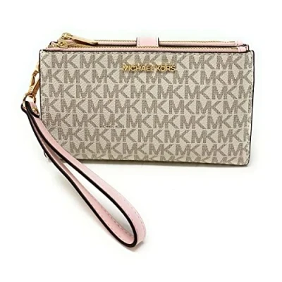 Image of Michael Kors Women&#039;s Jet Set Travel Double Zip Wristlet (Vanilla Soft Pink)