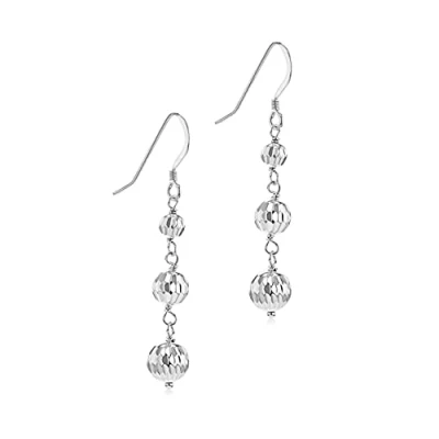 Image of Tuscany Silver Women&#039;s Sterling Triple Ball 8 x 50 mm Drop Earrings