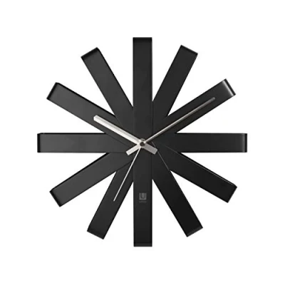 Image of Umbra Ribbon Wall Clock Black, Metal 30.5 x 5.7 cm