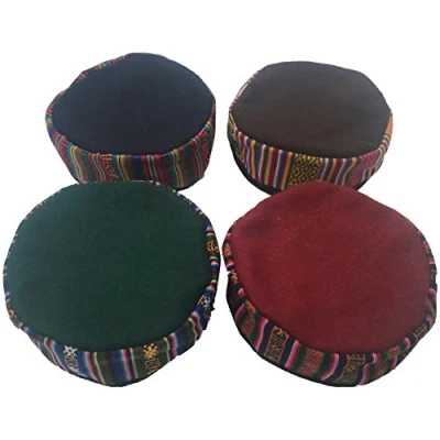 Image of Siesta Wool Smoking Hat Cap Fez FES Unisex Men&#039;s Women Handmade Fancy Dress Festival (Black, 60cm)