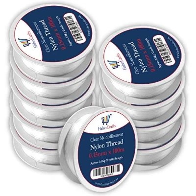 Image of 0.15mm Clear Nylon Thread Invisible String Non Stretch Fishing Wire Transparent Plastic Sewing For Hanging Decorations Craft Party Balloon Arch Beading &amp; Jewellery Making Approx Tensile Strength 0.9kg (0.15mm x 100m 10 Spools)