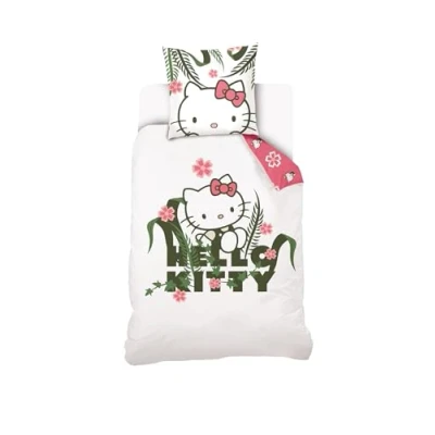Image of SAHINLER créateur d&#039;univers Hello Kitty Duvet Cover 140 x 200 cm + 1 Pillowcase 63 100% Cotton White