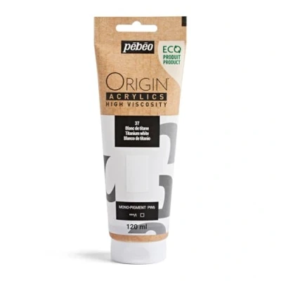 Image of PEBEO Origin Acrylics 120 ml Eco designed Acrylic Paint High Viscosity Matt Finish 100% Recycled Binder 96% European Raw Materials Titanium White