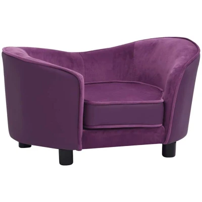 Image of vidaXL Dog Sofa Burgundy 69x49x40 cm Plush and Faux Leather