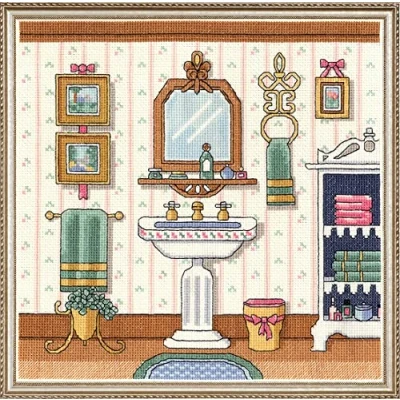 Image of Janlynn Victorian Sink Cross Stitch Kit x 10 inch 14 Count, Cotton, Multi Colour, 25 0.1 cm