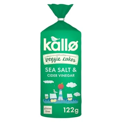 Image of Kallo Salt &amp; Vinegar Veggie Cakes, Lentil Pea Puffed Crackers Made From Plants, Low Fat Healthy Snacks for Adults Children, Vegan Friendly, Gluten Free, Single Pack 1 x 122g