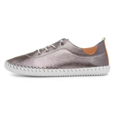 Image of Ladies St. Ives Metallic Pewter Plimsoll 5