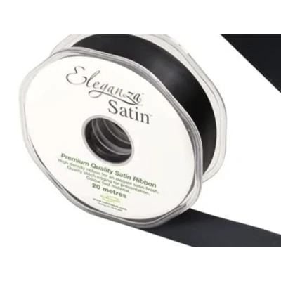 Image of ELEGANZA Double Faced Satin 25mm x 20m Black No.20, 25 mm 20 m