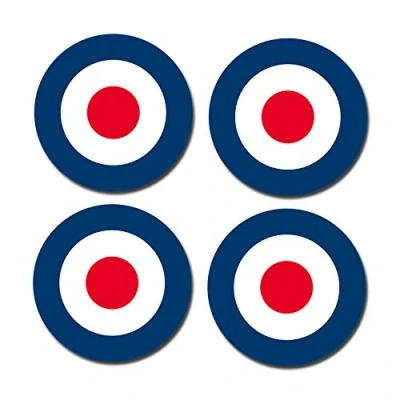 Image of 4 x 100mm 4&quot; Glossy Vinyl Stickers RAF Roundel The Who Mod Target Vespa #0216 (Static Cling)