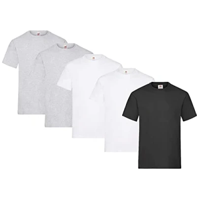 Image of Fruit of the Loom Men&#039;s T Shirt, Heavy Cotton, M, L, XL, XXL, 3XL, Various Colour Sets, Pack 5, XXL