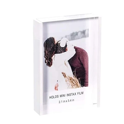 Image of Grarry Instax Mini Acrylic Picture Frames 2x3, Cute Polaroid Frame, Desktop &amp; Tabletop Set, Instant Photo for Fujifilm Film (White, 1)