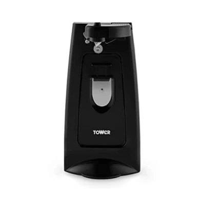 Image of Tower T19007 3 in 1 Electric Can Opener with Knife Sharpener &amp; Bottle Opener, Black