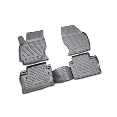 Image of Element EXP.NLC.50.08.210 Rubber Floor Mats for Volvo XC70 2007 Set of 4, Black, Adjustment Mesuré au Laser Personnalisé