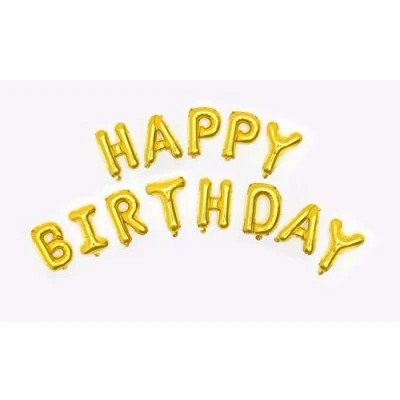 Image of Gold Happy Birthday Banner Foil Balloon, 2m