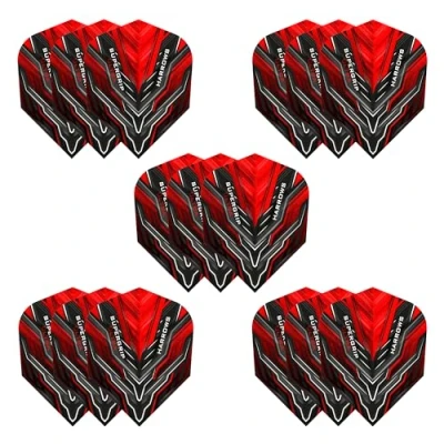Image of Harrows Supergrip Ultra Dart Flights 5 x sets Darts (15 Total) I 100 Micron Premium Extra Strong Made in UK Professional Accessories Red