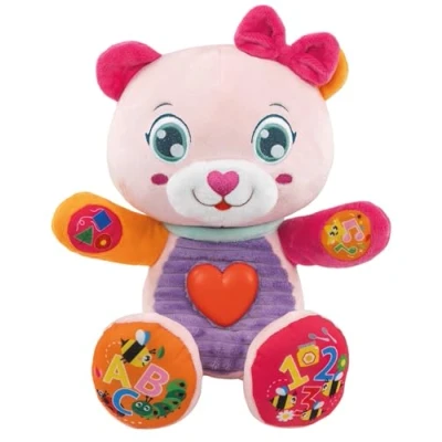 Image of Clementoni Baby Cute Bear Plush Toys Interactive Educational Early Childhood 6 Months Doll Music, Lights and Sounds with Batteries, in Italian, 17964, Multi Colour