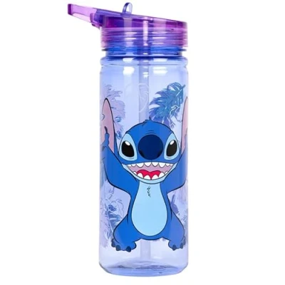 Image of Disney Stitch Plastic Bottle with Straw BPA Free 580 ml School Water for Girls 100% Leakproof Durable Drink