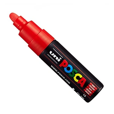Image of Posca Uni PC 7M Paint Marker Art Pens Large Bullet Nib 4.5 5.5mm 15 Colours New for 2017 Red